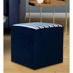 Joan Fabric Pouffe in Blue Colour & Stripes