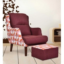 Jerrish Fabric Full Back Lounge Chair in Maroon Colour