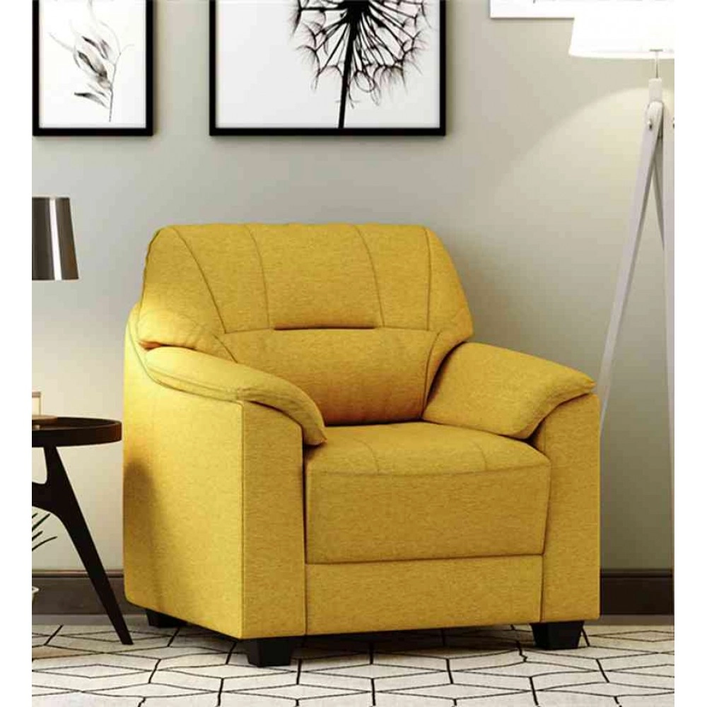 Croma Fabric 1 Seater Sofa in Yellow Colour