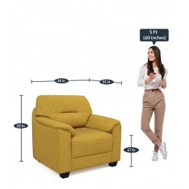Croma Fabric 1 Seater Sofa in Yellow Colour