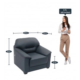 Croma Leatherette 1 Seater Sofa in Dark Blue Colour