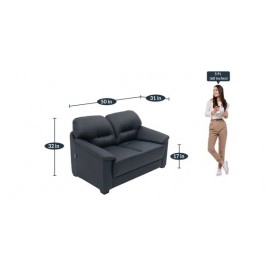 Croma Leatherette 2 Seater Sofa in Dark Blue Colour