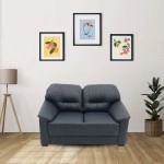 Croma Leatherette 2 Seater Sofa in Dark Blue Colour