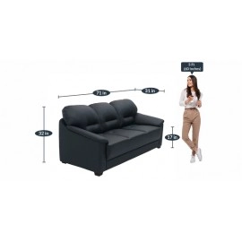 Croma Leatherette 3 Seater Sofa in Dark Blue Colour