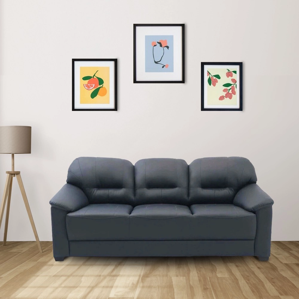 Croma Leatherette 3 Seater Sofa in Dark Blue Colour