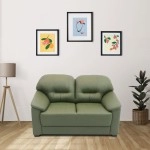 Croma Leatherette 2 Seater Sofa in Olive Green Colour