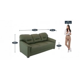 Croma Leatherette 3 Seater Sofa in Olive Green Colour