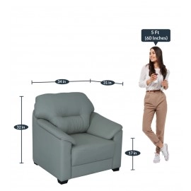 Croma Leatherette 1 Seater Sofa in Grey Colour