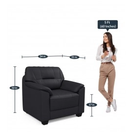 Croma Leatherette 1 Seater Sofa in Black Colour