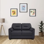 Croma Leatherette 2 Seater Sofa in Black Colour