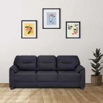 Croma Leatherette 3 Seater Sofa In Black Color
