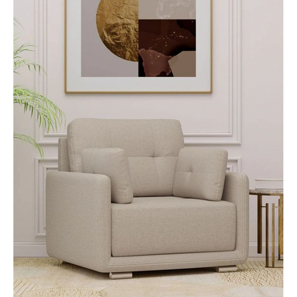 Cedar Fabric 1 Seater Sofa in Beige Colour