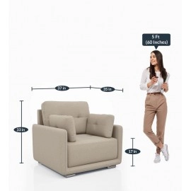Cedar Fabric 1 Seater Sofa in Beige Colour