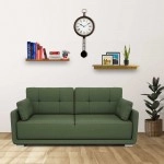Cedar Leatherette 3 Seater Sofa In Olive Color