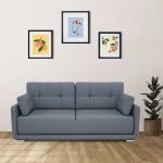 Cedar Leatherette 3 Seater Sofa In Grey Color