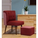 Milano Fabric Slipper Chair in Dark Red Colour with Foot Stool