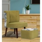 Milano Fabric Slipper Chair in Light Green Colour with Foot Stool