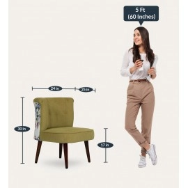 Milano Fabric Slipper Chair in Light Green Colour with Foot Stool