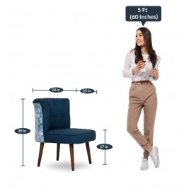 Milano Fabric Slipper Chair in Dark Blue Colour with Foot Stool