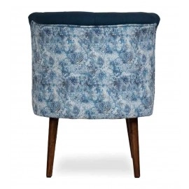 Milano Fabric Slipper Chair in Dark Blue Colour with Foot Stool