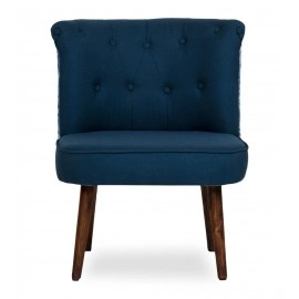Milano Fabric Slipper Chair in Dark Blue Colour with Foot Stool