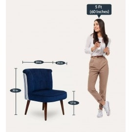 Milano Fabric Slipper Chair in Blue Colour with Foot Stool