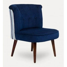 Milano Fabric Slipper Chair in Blue Colour with Foot Stool