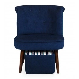 Milano Fabric Slipper Chair in Blue Colour with Foot Stool