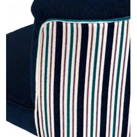 Milano Fabric Slipper Chair in Blue Colour with Foot Stool