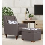 Otis Fabric Lounge Chair in Light Brown Colour with Foot Stool