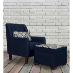 Otis Fabric Lounge Chair in Blue Colour with Foot Stool
