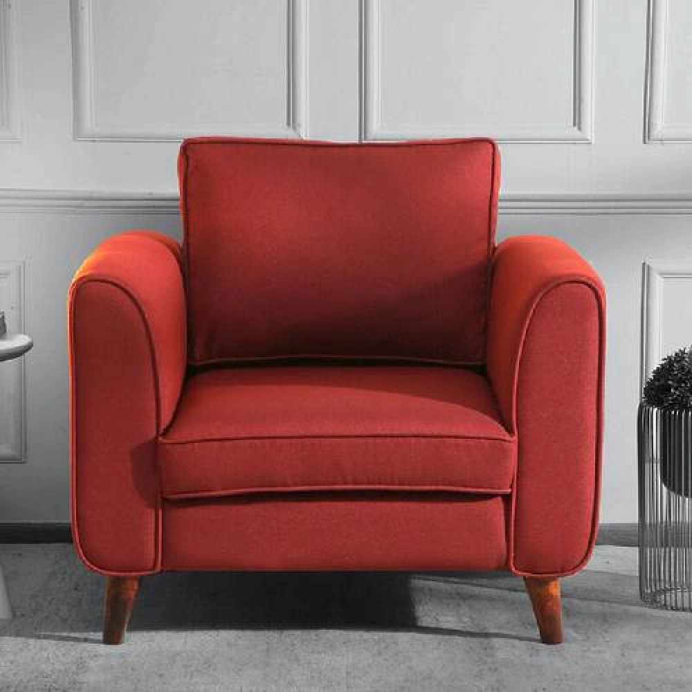 Valerie Fabric 1 Seater Sofa In Garnet Red Colour