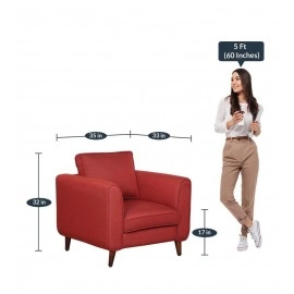 Valerie Fabric 1 Seater Sofa In Garnet Red Colour