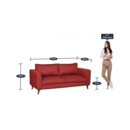 Valerie Fabric 3 Seater Sofa In Garnet Red Colour