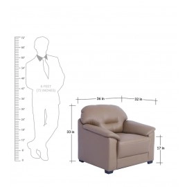 Croma Leatherette 1 Seater Sofa in Tan Brown Colour