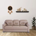 Croma Leatherette 3 Seater Sofa in Tan Brown Colour