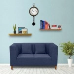 Armando Velvet 2 Seater Sofa In Navy Blue Colour