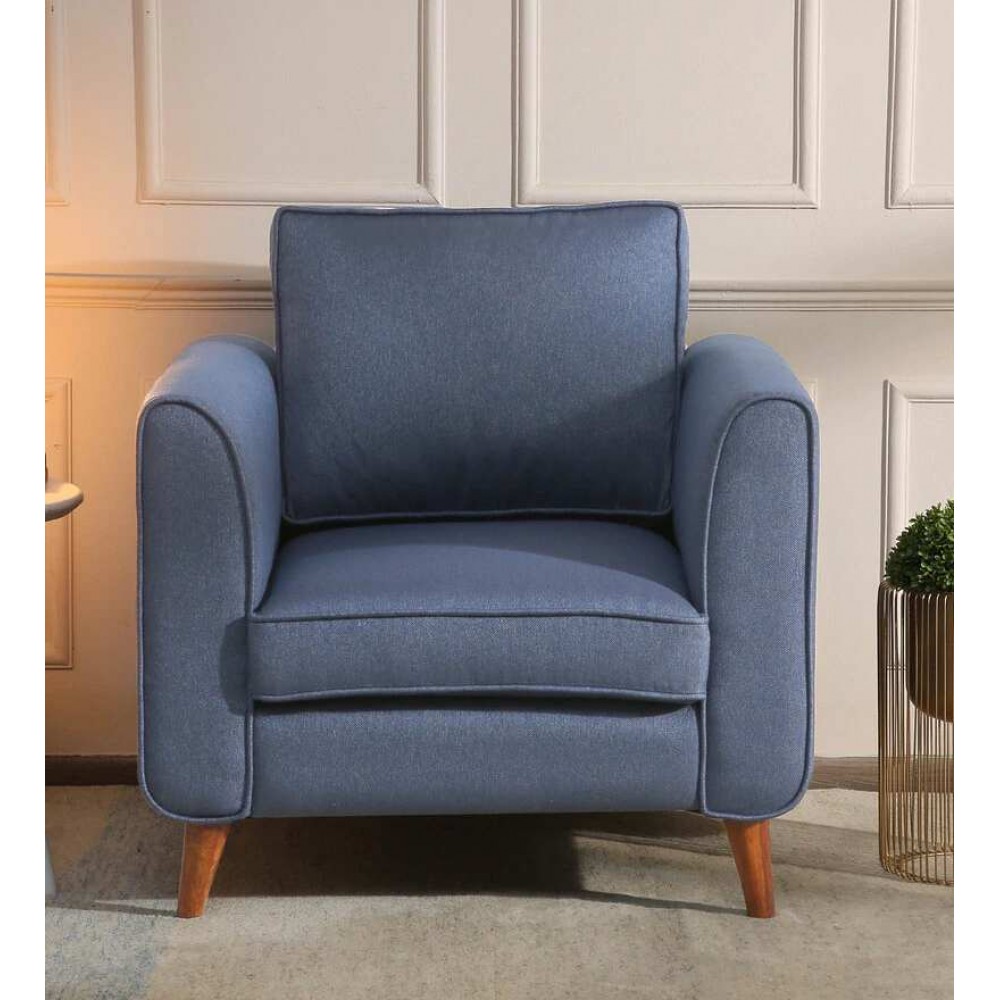 Valerie Fabric 1 Seater Sofa In Blue Colour