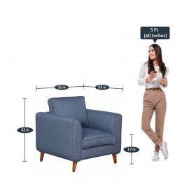 Valerie Fabric 1 Seater Sofa In Blue Colour