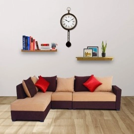 Jordan Fabric LHS Sectional Sofa in Beige & Brown Colour