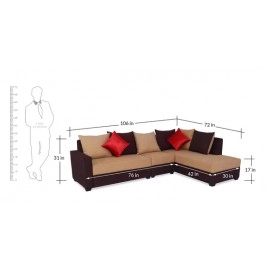 Jordan Fabric LHS Sectional Sofa in Beige & Brown Colour