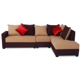 Jordan Fabric LHS Sectional Sofa in Beige & Brown Colour