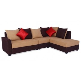Jordan Fabric LHS Sectional Sofa in Beige & Brown Colour