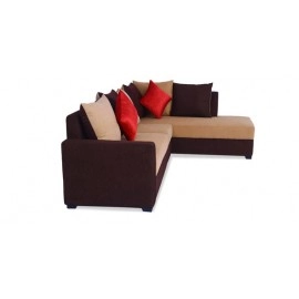 Jordan Fabric LHS Sectional Sofa in Beige & Brown Colour