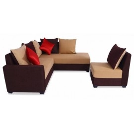 Jordan Fabric LHS Sectional Sofa in Beige & Brown Colour