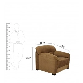 Colton Fabric 1 Seater Sofa in Coffee Brown Colour