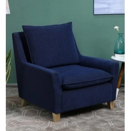 Alma Fabric Full Back Lounge Chair In Blue Colour