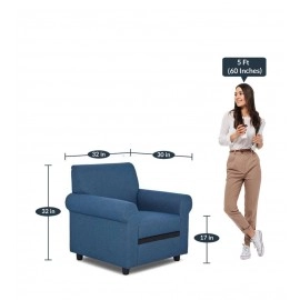 Elias Fabric 1 Seater Sofa in Blue Colour