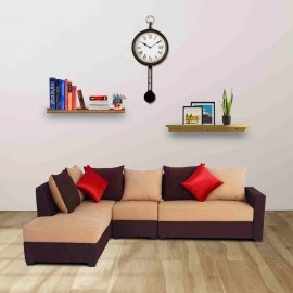 Jordan Fabric RHS Sectional Sofa in Beige & Brown Colour