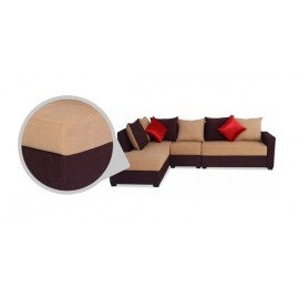 Jordan Fabric RHS Sectional Sofa in Beige & Brown Colour
